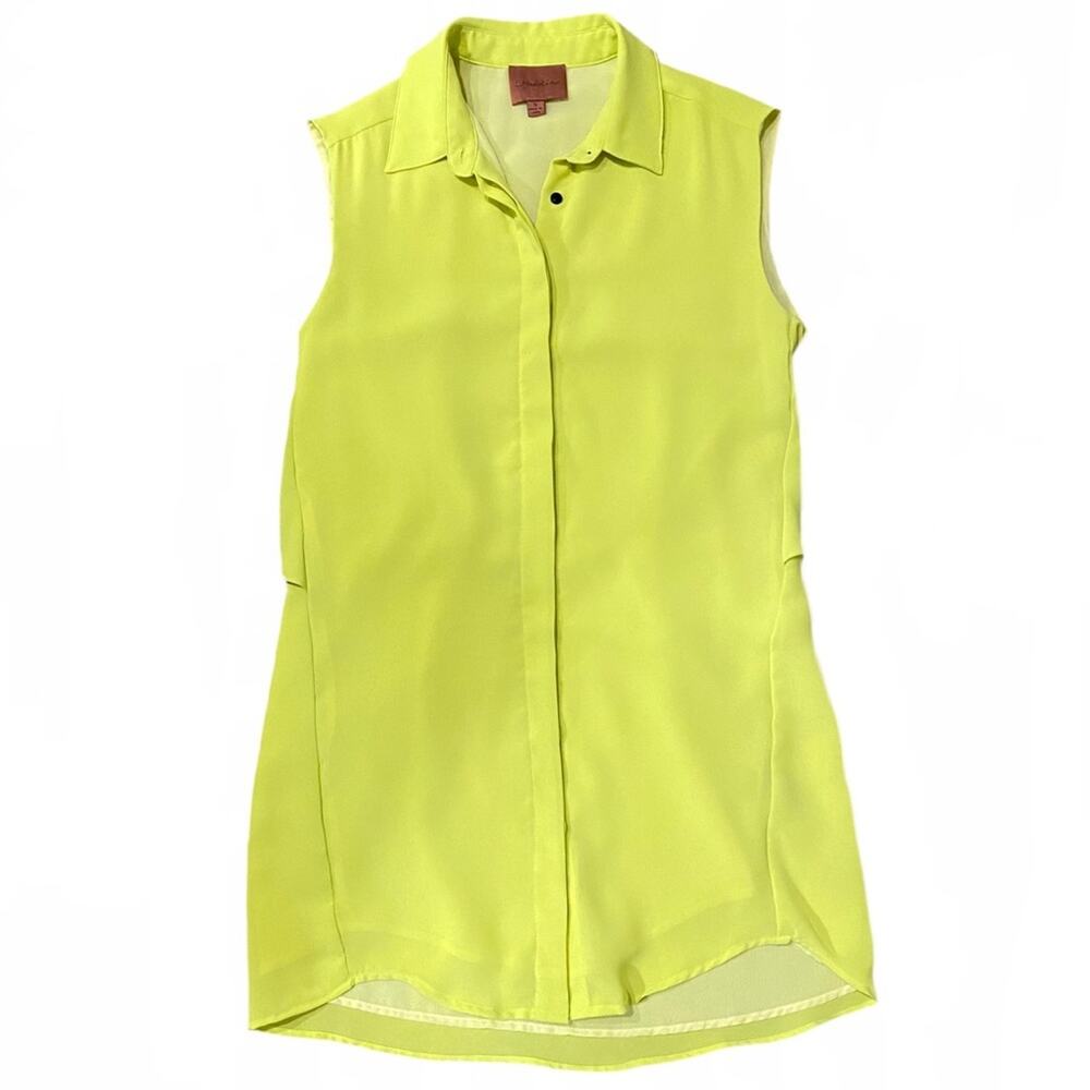 I.Madeline Neon Yellow Mini Tunic Shirt Dress Size Small